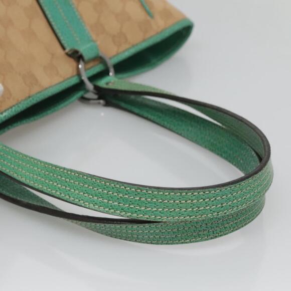 GUCCI GG Canvas Tote Bag Beige Green Silver - Picture 7 of 16